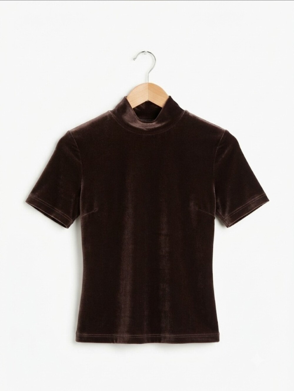 Vintage Rampage Brown Velvet Mock Neck Top Size L
